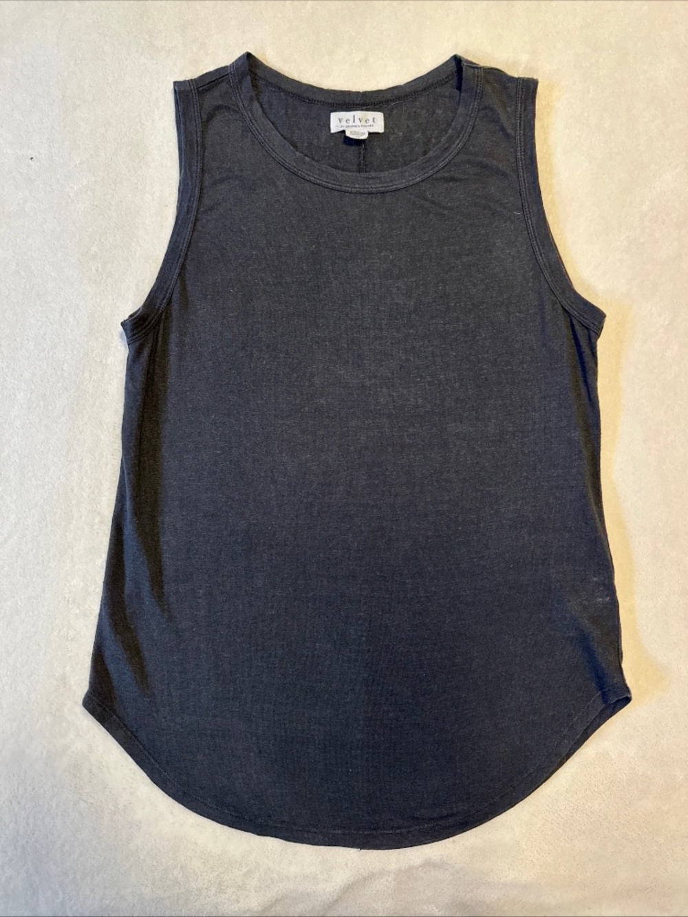 Black Linen Muscle Tank XS - Velvet by Graham & Spencer - Relaxed Minimalist Top
